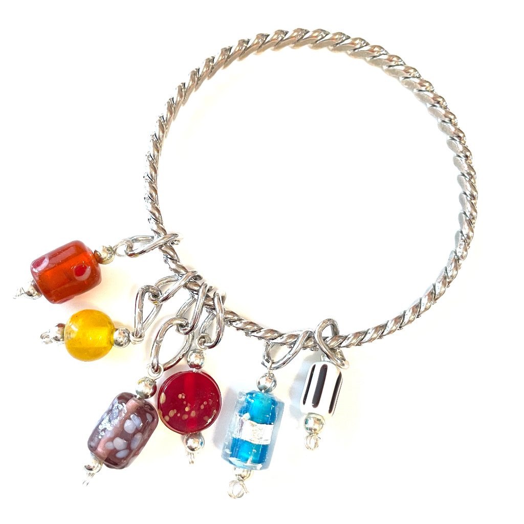 Bracelet With Murano Glass, Silver Plated "Candy Summer I" By Patricia Adelson